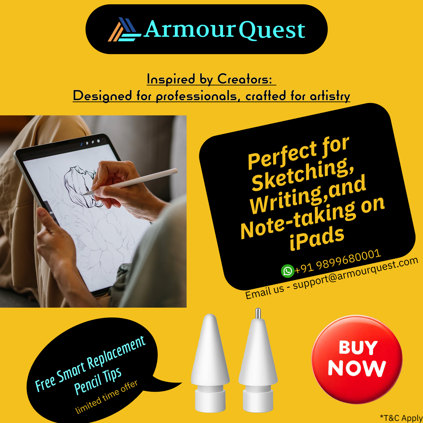 Armour Quest™ Paper Feel Screen Protector (With Micro-beads technology) For iPad Pro 11 (2024) 5th Gen.